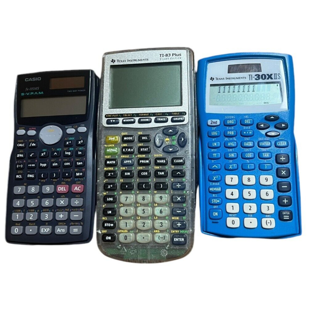 Texas Instruments TI83 Plus Silver, ti-30XIIS, Casio FX-115MS Calculators *Power